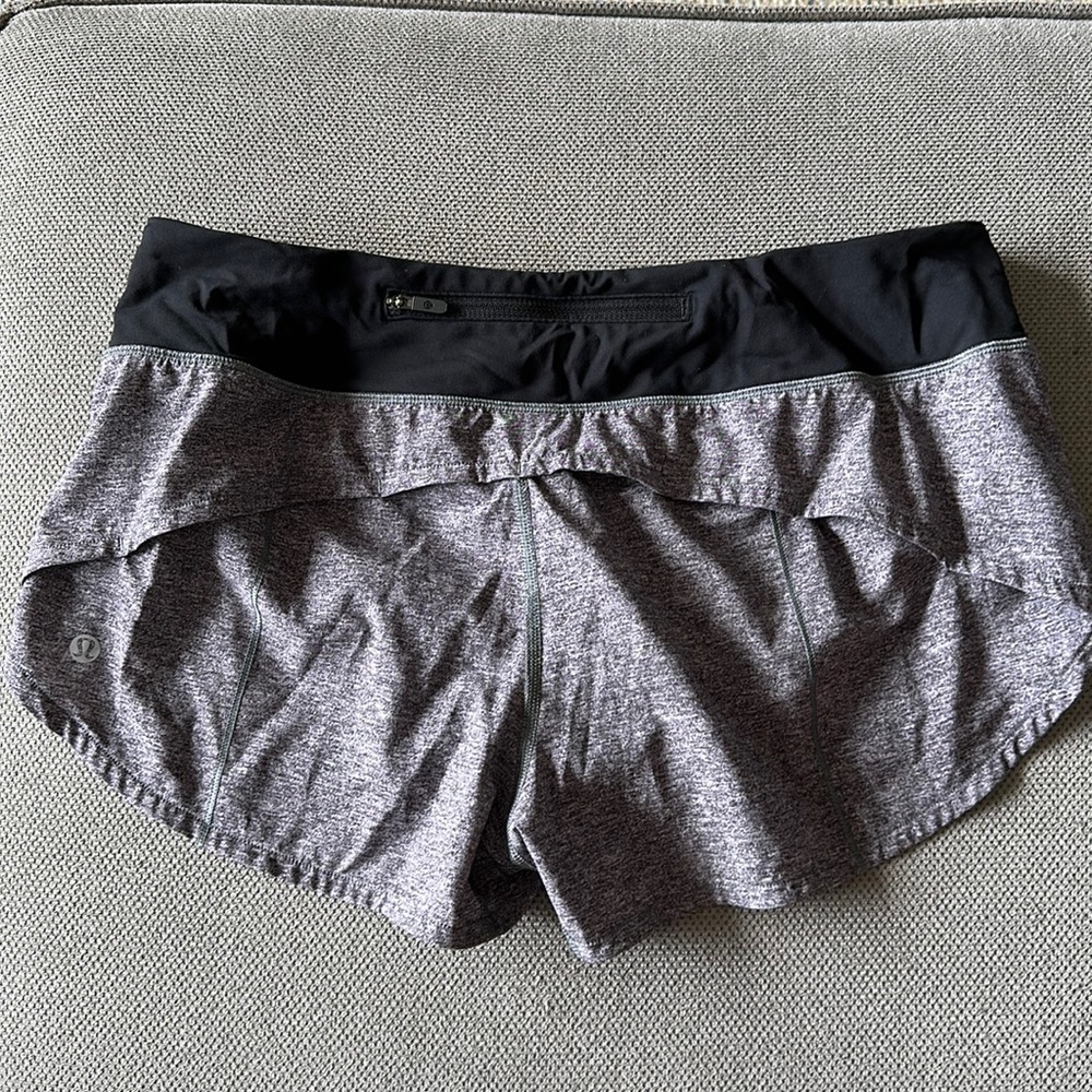 Lululemon grey running shorts size 8